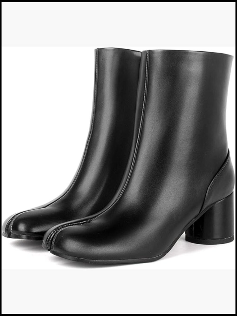 Tabi Boots Split Toe Ankle Booties Chunky Heel Japanese Ninja Shoes Zip Block